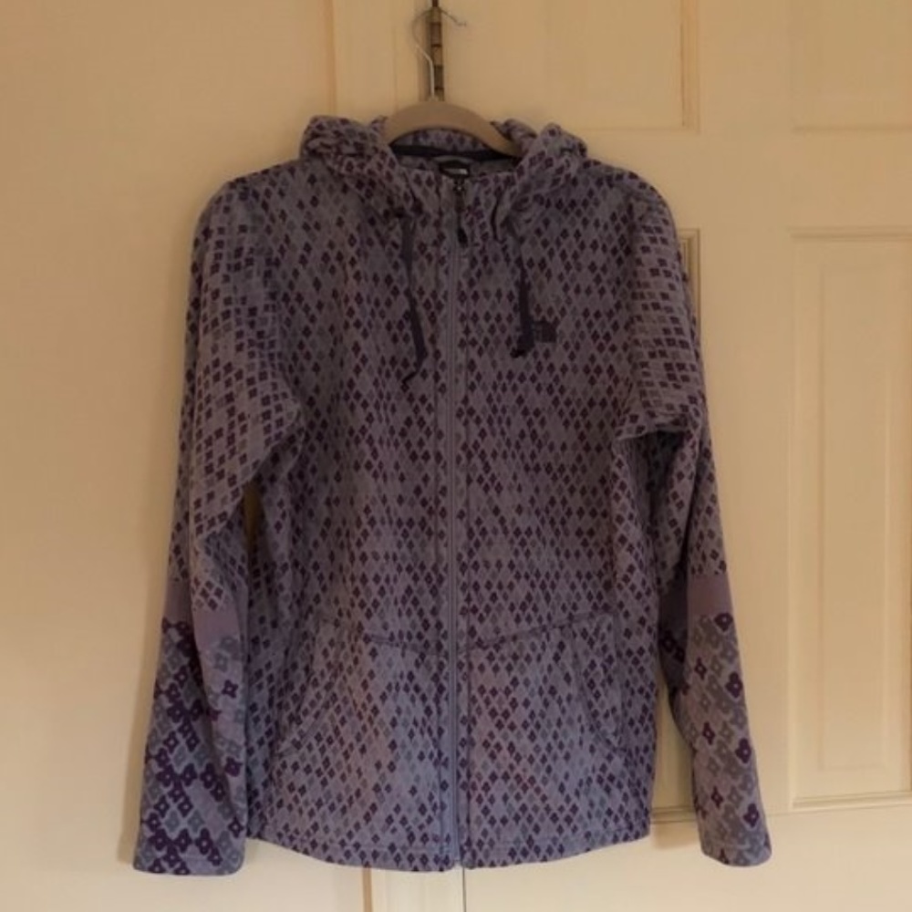 North Face Grey & Purple sz L zipfront logo hoodie